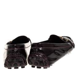 Pre Owned Louis Vuitton Burgundy Patent Leather Oxford Loafers Size 37.5