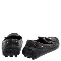 Pre Owned Louis Vuitton Black Monogram Empreinte Leather Gloria Slip On Loafers Size 34.5