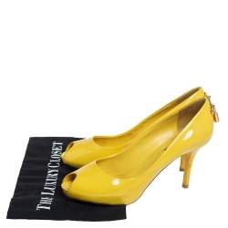 مملوكة مسبقًا Louis Vuitton Yellow Patent Leather Oh Really! Peep Toe Pumps Size 38