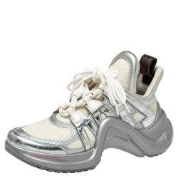 Louis Vuitton Silver/White Leather And Mesh  Archlight  Sneakers Size 38.5