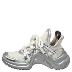Louis Vuitton Silver/White Leather And Mesh  Archlight  Sneakers Size 38.5