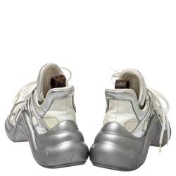 Louis Vuitton Silver/White Leather And Mesh  Archlight  Sneakers Size 38.5