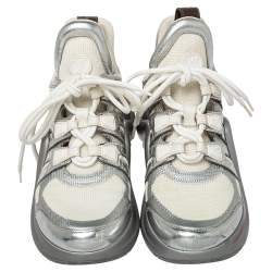 Louis Vuitton Silver/White Leather And Mesh  Archlight  Sneakers Size 38.5