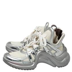 Louis Vuitton Silver/White Leather And Mesh  Archlight  Sneakers Size 38.5