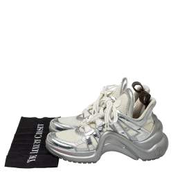 Louis Vuitton Silver/White Leather And Mesh  Archlight  Sneakers Size 38.5