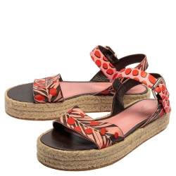 مملوكة مسبقًا Louis Vuitton Multicolor Floral Canvas Ankle Strap Espadrille Flat Sandals Size 39