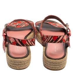 مملوكة مسبقًا Louis Vuitton Multicolor Floral Canvas Ankle Strap Espadrille Flat Sandals Size 39