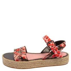مملوكة مسبقًا Louis Vuitton Multicolor Floral Canvas Ankle Strap Espadrille Flat Sandals Size 39