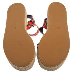 مملوكة مسبقًا Louis Vuitton Multicolor Floral Canvas Ankle Strap Espadrille Flat Sandals Size 39
