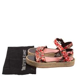 مملوكة مسبقًا Louis Vuitton Multicolor Floral Canvas Ankle Strap Espadrille Flat Sandals Size 39