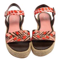 مملوكة مسبقًا Louis Vuitton Multicolor Floral Canvas Ankle Strap Espadrille Flat Sandals Size 39