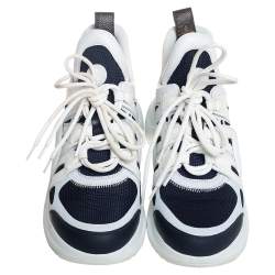 Louis Vuitton Navy Blue/White Mesh And Leather Archlight Low Top Sneakers Size 38