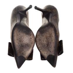 Pre Owned حذاء كعب عالي لوي فيتون لويس مزين فيونكة مقدمة مدببه كانفاس مونوغرامي بيج و بني مقاس 36