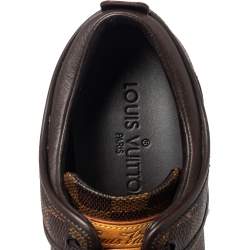 مملوكة مسبقًا حذاء رياضي لوي فيتون كانفاس دامييه إيبين وجلد عنق منخفض مقاس 37.5