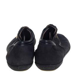 Pre Owned Louis Vuitton Black Nubuck Monogram Low Top Sneakers Size 39