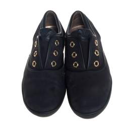 Pre Owned Louis Vuitton Black Nubuck Monogram Low Top Sneakers Size 39