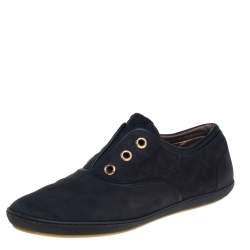 Pre Owned Louis Vuitton Black Nubuck Monogram Low Top Sneakers Size 39