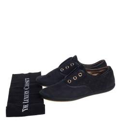 Pre Owned Louis Vuitton Black Nubuck Monogram Low Top Sneakers Size 39