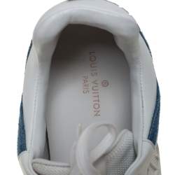 مملوكة مسبقًا Louis Vuitton White/Blue Monogram Denim And Leather Run Away Sneakers Size 38