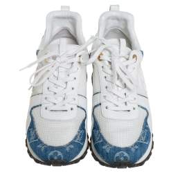مملوكة مسبقًا Louis Vuitton White/Blue Monogram Denim And Leather Run Away Sneakers Size 38