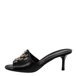 مملوكة مسبقًا Louis Vuitton Black Studded Leather Slide Sandals Size 38.5