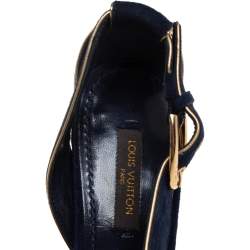 مملوكة مسبقًا Louis Vuitton Blue Suede Peep Toe Sandals Size 37.5