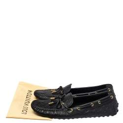 مملوكة مسبقًا حذاء لوفرز لوي فيتون سليب أون غلوريا جلد مونوغرامي أسود مقاس 38