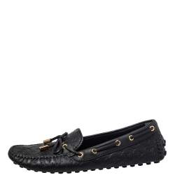 مملوكة مسبقًا حذاء لوفرز لوي فيتون سليب أون غلوريا جلد مونوغرامي أسود مقاس 38