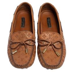 مملوكة مسبقًا حذاء لوفرز لوي فيتون غلوريا جلد مونوغرامي بني مقاس 37