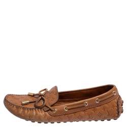 مملوكة مسبقًا حذاء لوفرز لوي فيتون غلوريا جلد مونوغرامي بني مقاس 37