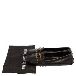 Pre Owned Louis Vuitton Black Leather Oxford Slip On Loafers Size 39