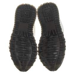 Pre Owned Louis Vuitton White/Brown Monogram Canvas And Mesh Reverse Run Away Sneakers Size 36