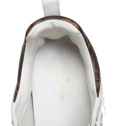 Pre Owned Louis Vuitton White/Brown Monogram Canvas And Mesh Reverse Run Away Sneakers Size 36