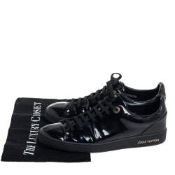 Pre Owned Louis Vuitton Black Patent Leather Low Top Sneakers Size 38
