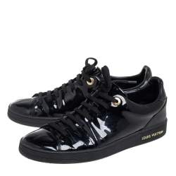 Pre Owned Louis Vuitton Black Patent Leather Low Top Sneakers Size 38