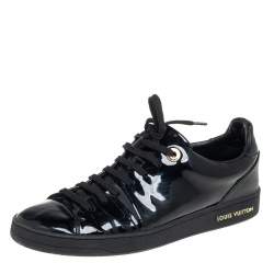 Pre Owned Louis Vuitton Black Patent Leather Low Top Sneakers Size 38