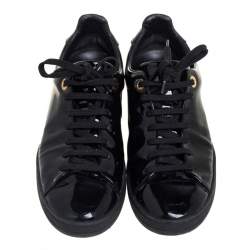 Pre Owned Louis Vuitton Black Patent Leather Low Top Sneakers Size 38