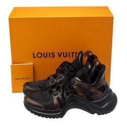 Pre Owned حذاء رياضي لوي فيتون أرشلايت كانفاس مونوغرامي ونايلون أسود/بني مقاس 40