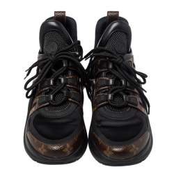 Pre Owned حذاء رياضي لوي فيتون أرشلايت كانفاس مونوغرامي ونايلون أسود/بني مقاس 40