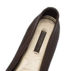 مملوكة مسبقًا حذاء فلات باليه لوي فيتون فيونكة مزخرف جلد بني مقاس 38