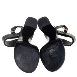 Pre Owned صندل لوي فيتون نوماد سير كاحل جلد مرصع وكانفاس مونوغرام أسود/بني مقاس 41