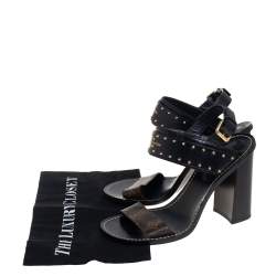 Pre Owned صندل لوي فيتون نوماد سير كاحل جلد مرصع وكانفاس مونوغرام أسود/بني مقاس 41