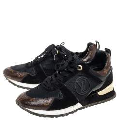 مملوكة مسبقًا Louis Vuitton Black/Brown Leather And Monogram Canvas Run Away Sneakers Size 40
