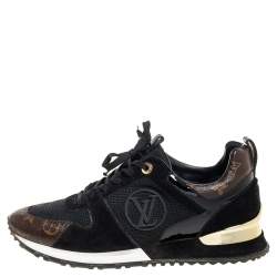 مملوكة مسبقًا Louis Vuitton Black/Brown Leather And Monogram Canvas Run Away Sneakers Size 40