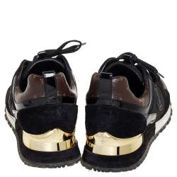مملوكة مسبقًا Louis Vuitton Black/Brown Leather And Monogram Canvas Run Away Sneakers Size 40