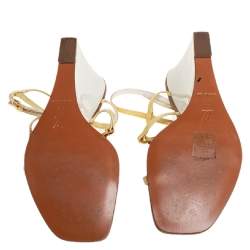 مملوكة مسبقًا Louis Vuitton Yellow Patent Leather Wedge Ankle Strap Sandals Size 37