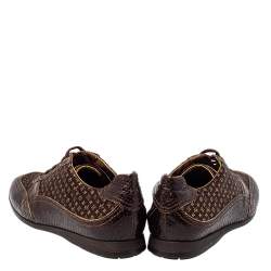 Louis Vuitton Brown Monogram Satin And Python Embossed Leather Low Top Sneakers Size 39.5