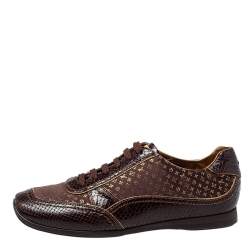 Louis Vuitton Brown Monogram Satin And Python Embossed Leather Low Top Sneakers Size 39.5