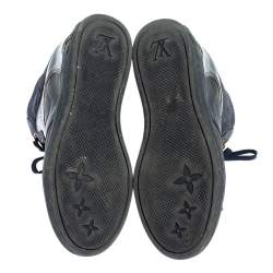 Pre Owned حذاء رياضي لوي فيتون ويدج عنق مرتفع سويدي مونوغرامي و جلد أزرق مقاس 36.5