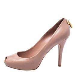 مملوكة مسبقًا Louis Vuitton Beige Leather Oh Really! Peep Toe Pumps Size 39